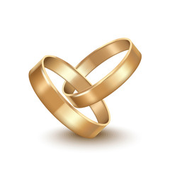 Realistic Detailed Golden Wedding Rings. Vector