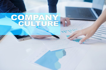 Company culture text on virtual screen. Business, technology and internet concept.