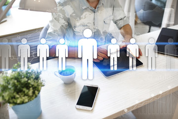 Human resource management, HR, recruitment, leadership and teambuilding. Business and technology concept.