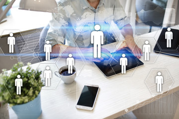 Human resource management, HR, recruitment, leadership and teambuilding. Business and technology concept.