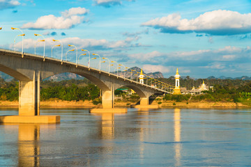 Beautiful landscape nature along Mekong river, the friendship bridge between Thailand and Laos