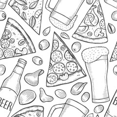 background of beer and pizza - 203064111
