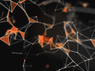 Abstract futuristic background. Blockchain technology and cryptocurrency. Web design element. Virtual reality. Artificial intelligence