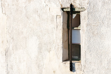 Secured window on abandoned building