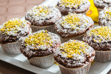 chocolate muffin with grains