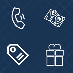 Obraz premium Premium set of outline vector icons. Such as gift, sms, map, ribbon, white, gps, cell, sale, holiday, place, direction, modern, retail, city, tag, road, technology, smartphone, telephone, street, bow