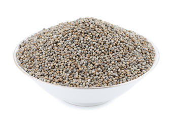 Pearl Millet Seeds Also Know as Bajra, Bajri, Bulrush Millet or Indian Millet Isolated on White Background