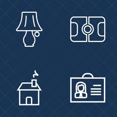 Premium set of outline vector icons. Such as window, home, person, grass, modern, furniture, estate, interior, stadium, electricity, game, competition, profile, internet, field, desk, pitch, table