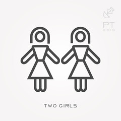 Line icon two girls