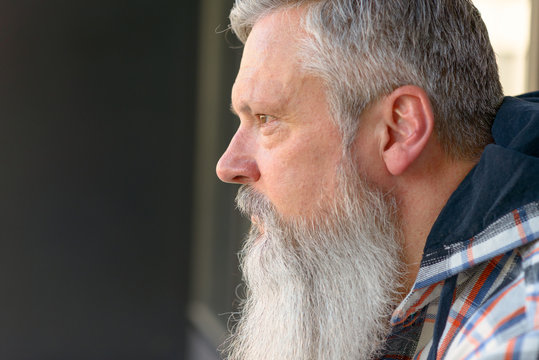 Profile View Of Mature Man With Long Beard