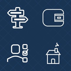 Premium set of outline vector icons. Such as pay, estate, room, doorknob, notebook, credit, handle, house, sign, note, payment, plan, window, time, closed, property, business, dont, personal, home