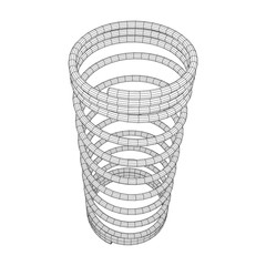Wireframe low poly mesh tension helix spring. Vector illustration