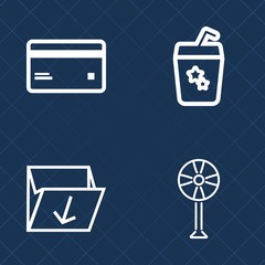 Premium set of outline vector icons. Such as cold, buy, recycle, recycling, cocktail, fan, juice, cooler, money, ventilator, wind, plastic, cool, currency, alcohol, summer, bar, shopping, drink, glass