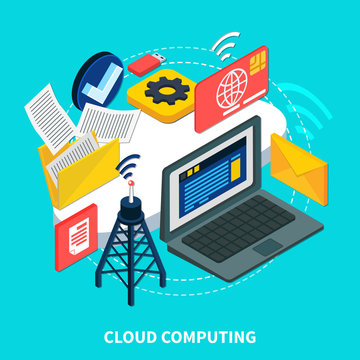 Cloud Computing Isometric Design Concept