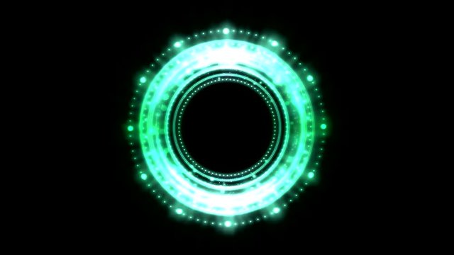 Colorful Shining and Rotating Light Circle Shapes - Seamless Loop Turquoise