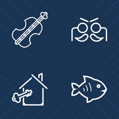 Premium set of outline vector icons. Such as house, mortgage, home, new, loan, apartment, concept, white, key, fun, party, masquerade, fishing, violoncello, violin, sale, music, seafood, sea, musical
