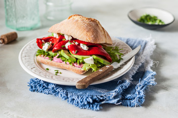 Vegetable and Feta Sandwich