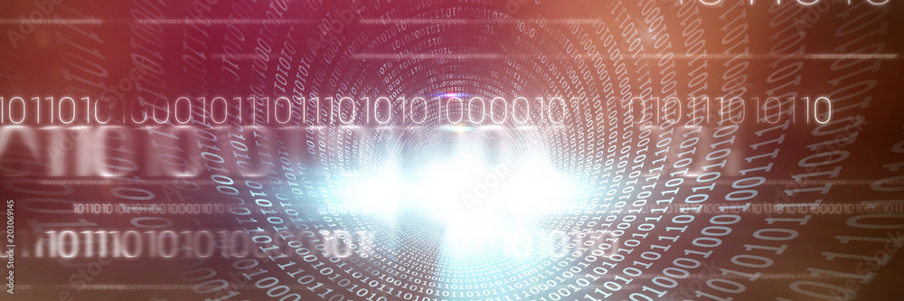 Poster spiral of shiny binary code