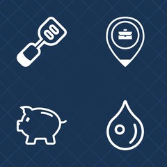 Premium set of outline vector icons. Such as droplet, person, point, money, water, abstract, investment, finance, utensil, man, piggy, pig, save, cash, tool, metal, liquid, kitchenware, banking, work