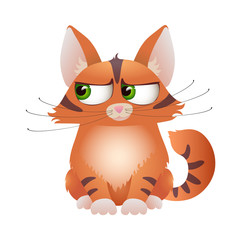 Red suspect cat on the white background. Vector illustration.