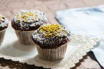 chocolate muffin with grains
