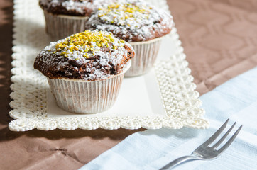 chocolate muffin with grains