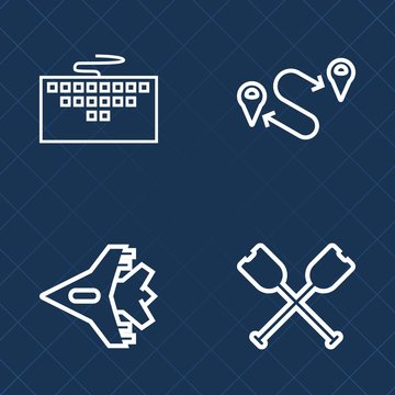 Premium set of outline vector icons. Such as water, sea, pc, sky, work, rowing, internet, map, flight, information, travel, airliner, direction, location, transportation, point, position, computer