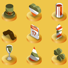 St.Patricks Day color isometric icons