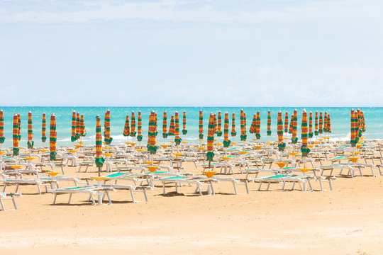 Vieste, Italy - Sunshades at the clean beach of Vieste