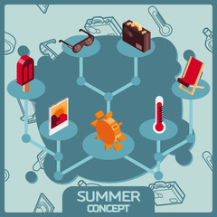 Summer color concept isometric icons