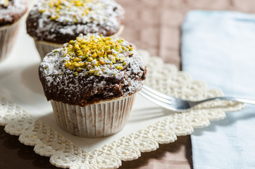 chocolate muffin with grains