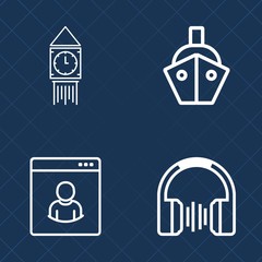 Premium set of outline vector icons. Such as london, time, human, architecture, person, equipment, profile, marine, england, sound, travel, social, container, business, famous, tourism, technology, uk