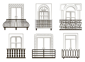 Window forms icons set balcony