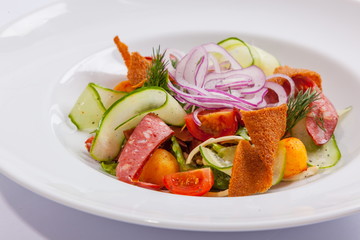 Salad with smoked sausage