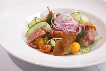 Salad with smoked sausage