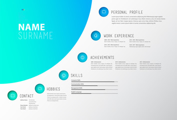 Creative simple cv template with colorful circles shapes.