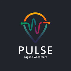 Pin Pulse Logo Vector Design Template