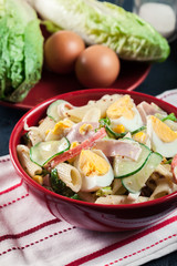 Macaroni salad with ham and other