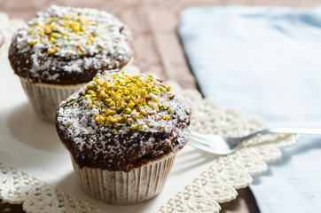 chocolate muffin with grains