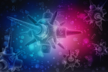 3d rendering Virus bacteria cells background