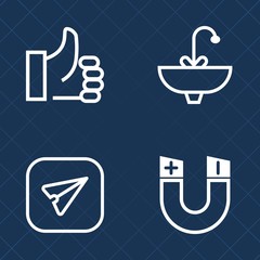 Premium set of outline vector icons. Such as north, education, south, mail, finger, success, equipment, email, internet, sink, bathroom, pole, phone, message, ok, wash, sign, kitchen, attraction, hand