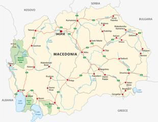 macedonia road and national park vector map