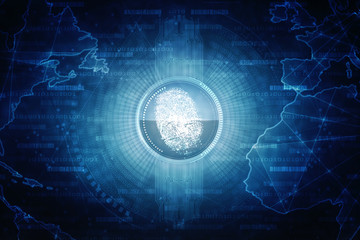 Obraz premium Fingerprint Scanning Technology Concept 2d Illustration