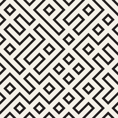 Stylish lines lattice. Ethnic monochrome texture. Abstract geometric background design. Vector seamless pattern.