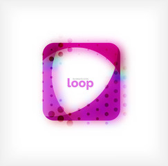 Vector square loop business symbol, geometric icon created of waves, with blurred shadow