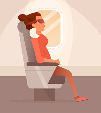 Woman sleeping on a plane
