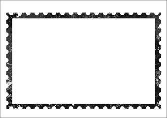 Old grunge blank postage paper stamp on white