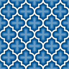 Obraz premium Seamless surface design with ogee ornament. Oriental traditional pattern with repeated mosaic tile. Lantern shapes motif