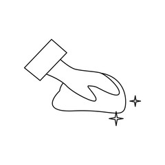 wipe dust vector icon. Cleaning outline icon. Hand with wipe outline icon.