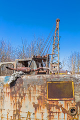 Wrack eines alten verschrotteten Baggers 